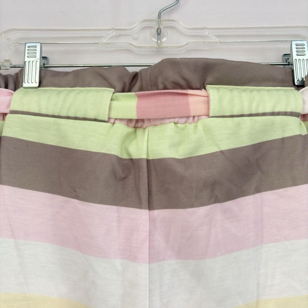 TruSelf Womens Shorts Multi Color Stripe Soft cozy casual matching belt Large - Picture 6 of 9